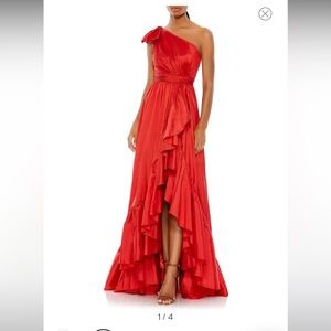 One Shoulder Ruffle Taffeta Gown